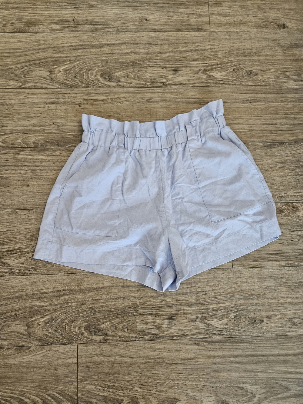 Showpo. Light Blue Linen And Cotton Paperbagโ Waist Women's Shorts Size 8